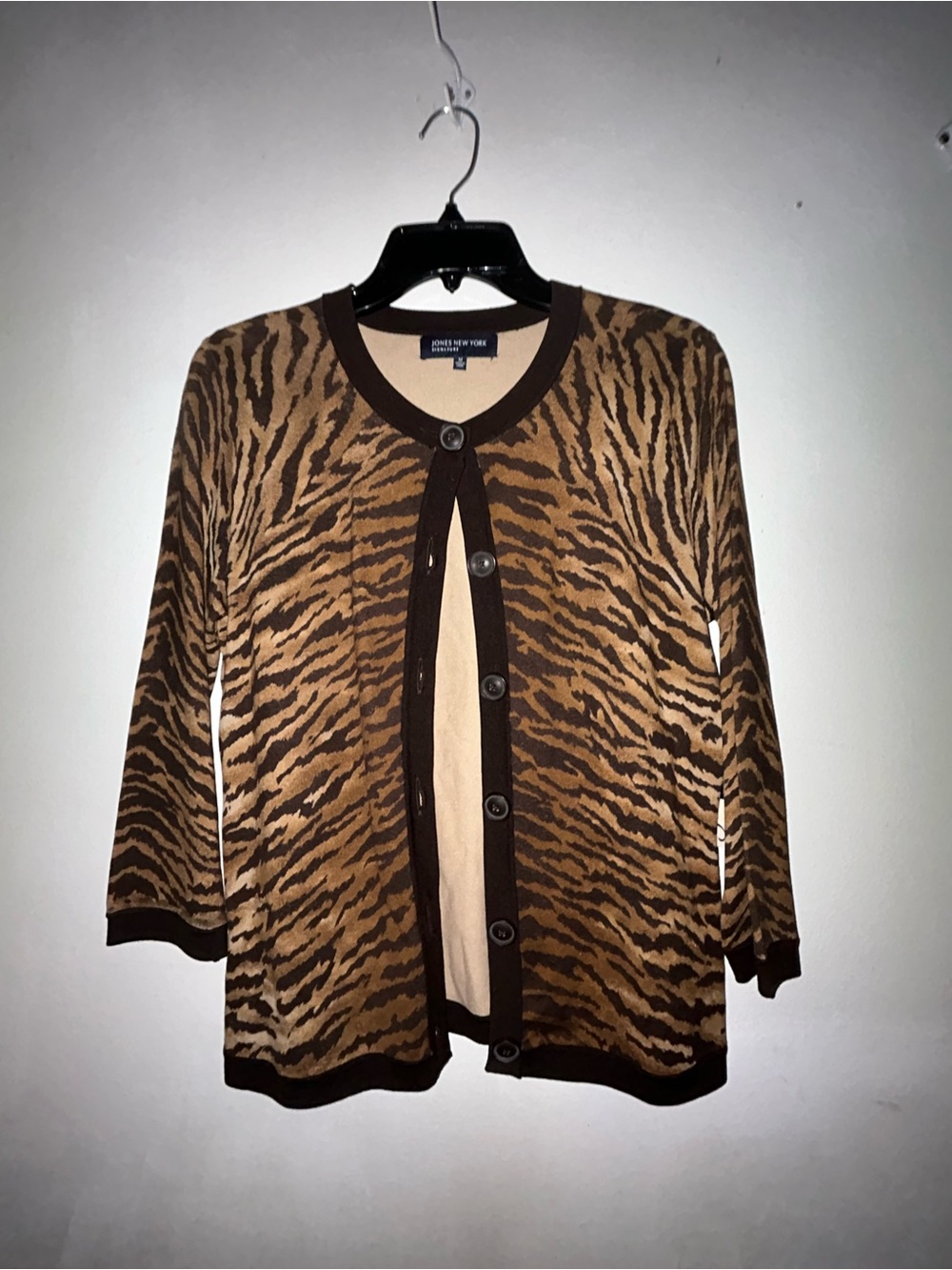 NWT Jones New York Cardigan Animal Print Women’s Cotton Sweater Medium